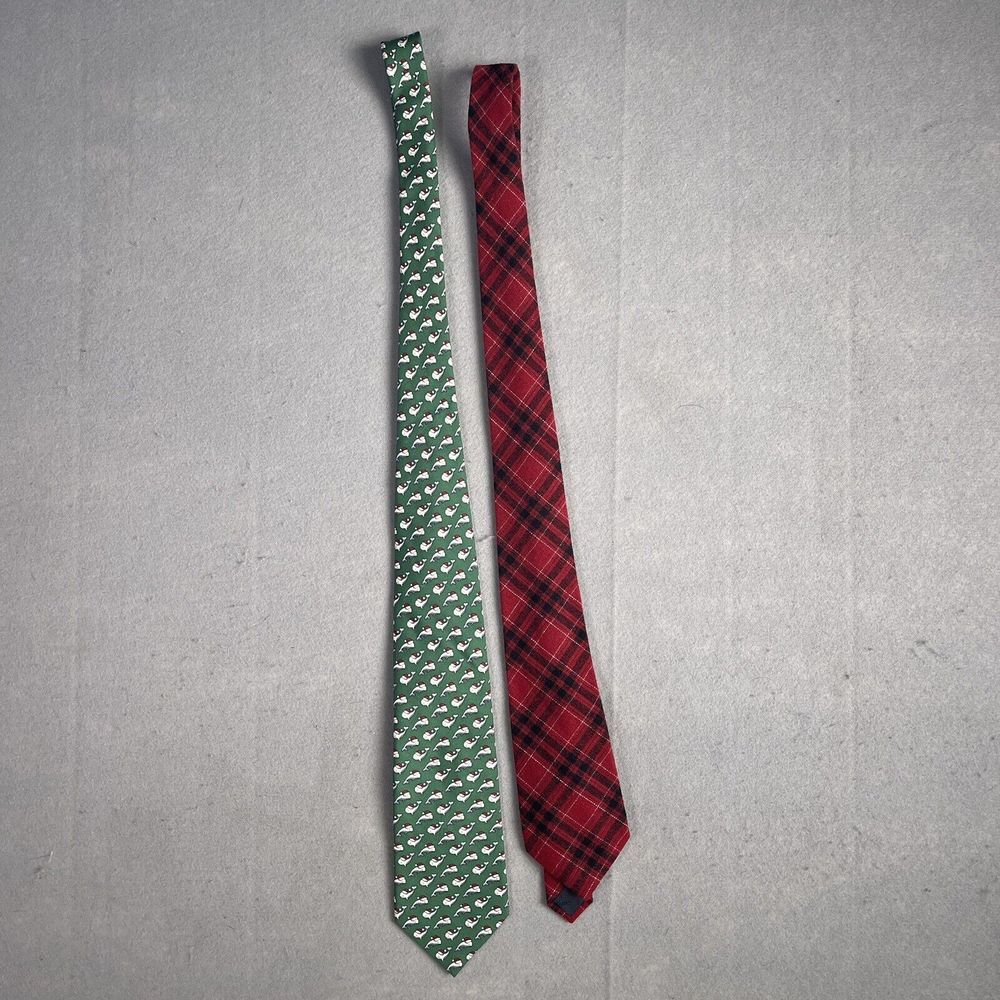 Lot (2) Men Ties LL‎ Bean And Vineyard Vines Winter Christmas